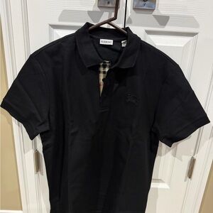 Burberry Black Polo Shirt with Check Detail
